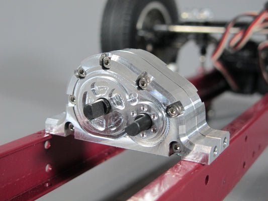 Aluminum Chassis Mount Transfer Case 2:1 Reduction Auxiliary Transmission Gear Box for Tamiya R/C 1/14 1/10 King Hauler Grand Hauler Knight Hauler Cascadia Aeromax Globeliner Scania Actros