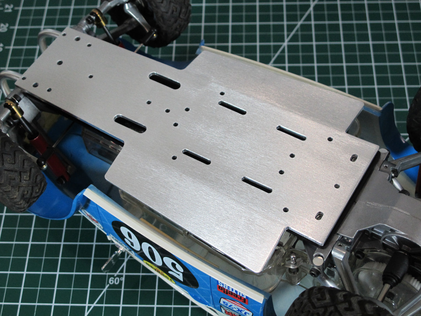 Aluminum Chassis Plate for Tamiya 1/10 RC Sand Scorcher Buggy Champ Fighting